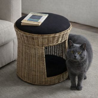 Handwoven Rattan Basket Cat Nest and Table