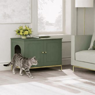 Modern Litter Box Enclosure Furniture (with Metal Frame)