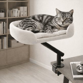 Cat Desk Bed, 360° Rotatable & Adjustable Cat Bed Stand